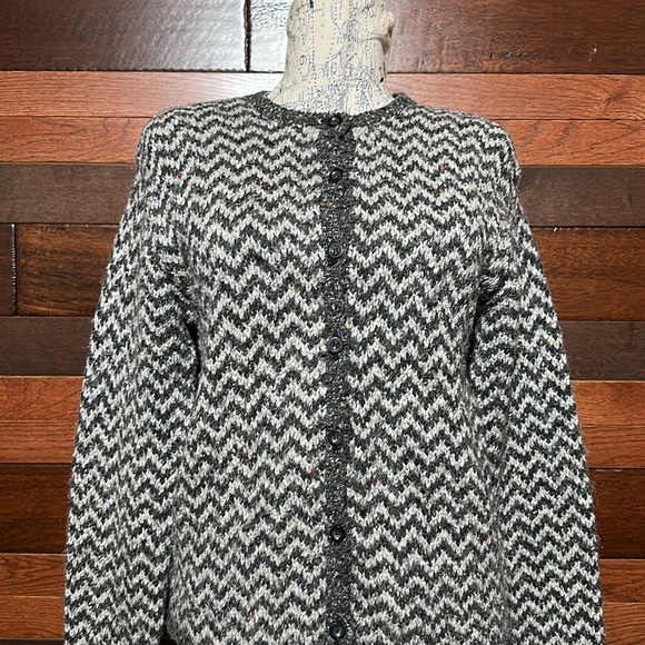 Vintage Paul Harris Designs Crew Neck Long Sleeve Zigzag Cardigan Sweater - Picture 4 of 10